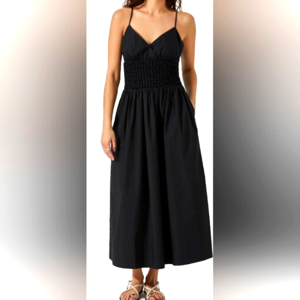 Astr The Label Popcorn Waist Cotton Midi Dress